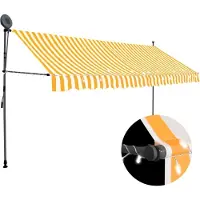 Syfax Luifel handmatig uitschuifbaar met LED 350 cm wit en oranje