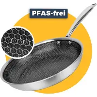 Pasper Koekenpan Ø 28 cm - PFAS & PTFE vrij - Inductie, Elektrisch, Keramisch & Gas - RVS Honingraat Anti-Aanbakpan