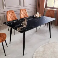 Invicta Eettafel MILANO 140cm aurora oro ceramic zwart goud zand