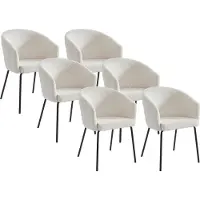 Vente-unique Set van 6 stoelen met armleuningen van ribfluweel en metaal - Crèmewit - MORONI van Pascal MORABITO
