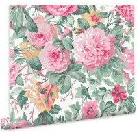 Laura Ashley Aveline Behang - Bloemen - 10mx52cm - Roze