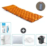 Intex Campingmat - 1-Persoons - 71 x 191 x 11 cm - Oranje - Inclusief Hoeslaken - Kussen - Pomp - Reparatieset en Kussenbeschermer