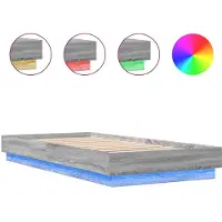vidaXL Bedframe met LED-verlichting grijs sonoma eikenkleur 90x200 cm