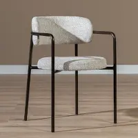 Livin24 Eetkamerstoel Gio gemêleerde stof off white/bruin