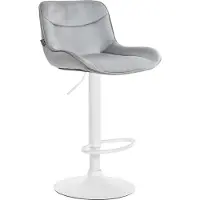 CLP Vonore Barkruk - Met rugleuning - Met voetensteun - Verstelbaar - Metalen frame - Velvet - Fluweel - wit/grijs