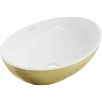 Mexen Elza opbouwwastafel 40 x 33 cm, wit/goud lijnpatroon - 21014017