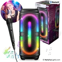 Partyfunlights draadloze karaoke set party speaker met microfoon zwart - Discoverlichting - Oplaadbaar