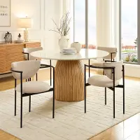 OKWISH Eetkamerstoel Set Van 2 78 x 60 x 56 cm - Met Armleuningen En Ergonomische Rug - Stof En Metaal - Khaki