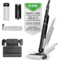 TurboTronic AIV9 Draadloze Vloerreiniger - Steelstofzuiger Met Dweilfunctie - Zelfreinigend - Stofzuigt en dweilt - Nat Droog Stofzuiger - Elektrische Dweil - Zwart