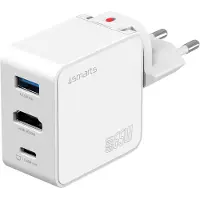 4smarts 65W GaN Flex 3-in-1 Oplader en Hub met HDMI Ingang | 4K / 60Hz | GaN Technologie | Wit