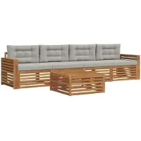 vidaXL Buiten bank set 5 st Natuurlijk en Licht Grijs
