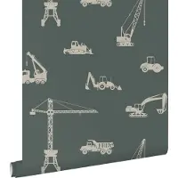 ESTAhome behang voertuigen vergrijsd zeegroen - 53 cm x 10.05 m - 139974