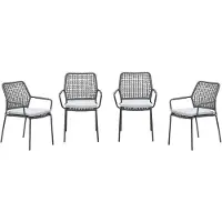 Garden Impressions Swifty tuinstoelen set van 4 carbon black / rope grey