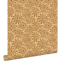 ESTAhome behang madeliefjes okergeel en roze - 53 cm x 10.05 m - 131152