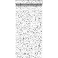 ESTAhome behang Australische stempels zwart en wit - 53 cm x 10.05 m - 138981