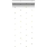 ESTAhome behang grafisch motief wit en goud - 53 cm x 10.05 m - 139129
