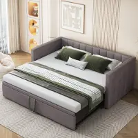 OKWISH Luxe Deelbaar Stapelbed met 2 Lades (90x200) - 2-in-1 Kinderbed van Massief Hout - Grijs