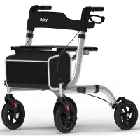 Brixy Rollator - Lichtgewicht En Opvouwbaar - Zitfunctie - Rugleuning, Tas En Wandelstokhouder - Grijs