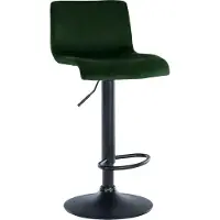 CLP Barkruk Hover - met rugleuning - verstelbaar - draaibar - metalen frame - fluweel - zwart/groen