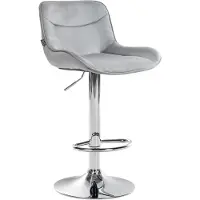 CLP Vonore Barkruk - Met rugleuning - Met voetensteun - Verstelbaar - Metalen frame - Velvet - Fluweel - chroom/grijs
