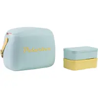 Polarbox Retro Koelbox 6L met 2 Lunchboxen - Vintage Koelbox voor Picknick, Strand, Camping & Lunchbox – Sky Blue -Yellow .
