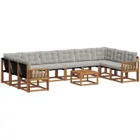 vidaXL Buiten bank set 11 st Naturel en lichtgrijs