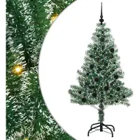 Syfax Kunstmatige Kerstboom Sneeuw Gevlochten met LED Licht 150 cm