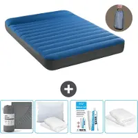 OEM Luchtbed - Twijfelaar - 137 x 191 x 22 cm - Blauw - Inclusief pomp - Hoeslaken - Kussen - Reparatieset en Kussenbeschermer