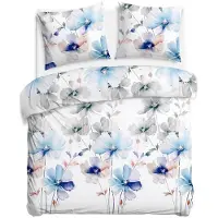 Darymex Beddengoed, katoensatijn beddengoed, hoge kwaliteit, 200x220, satynlove 1557-1, blauwe bloemen