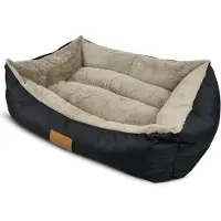 Topmast Fluffy Line - Zacht Pluche Hondenmand - 62 x 44 x 22 cm - Zandkleurig - Hondenbed - Hondenkussen - Kattenmand