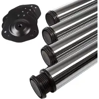 Sotech 4 stuks tafelpoot, gepolijst chroom rond, diameter: 60 mm, hoogte: 710 mm, verstelbaar, belastbaar tot 75 kg