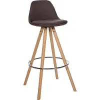 CLP Corbin Barkruk - Met rugleuning - Hout rond frame - Stof - natura/bruin