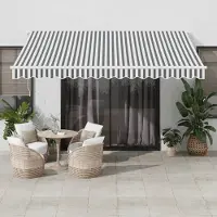 Prolenta Maison Exclusive - Uitschuifbare zonnescherm, antraciet en wit, 400 x 350 cm