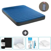 Intex Luchtbed - 2-Persoons - 152 x 203 x 22 cm - Blauw - Inclusief pomp - Hoeslaken - Kussen - Reparatieset en Kussenbeschermer