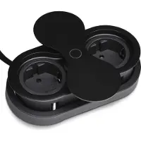 Sotech Dubbele, ingebouwde stopcontact ovaal zwart met 2x Schuko