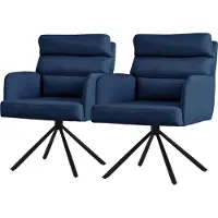 ML-Design Eetkamerstoel set van 2 donkerblauwe draaistoelen met afneembaar rugkussen gestoffeerd tot 120 kilogram