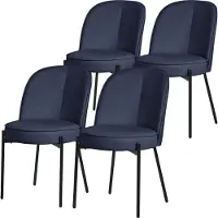 ML-Design Eetkamerstoelen set van 4 donkerblauw met rugleuning, gestoffeerde stoelen voor eetkamer & keuken