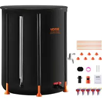 OEM VEVOR Opvouwbare Regenwateropslag, 100 gallon/380 liter, draagbare wateropslag, PVC-regenwateropslag met tappunten en overloop, waterreservoir voor het opvangen van regenwater in de tuin