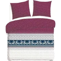 Darymex Flanelove Flanellen Dekbedovertrek Set 180x200cm Kerst Rood Blauw