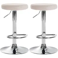 CLP 2x Barkruk Ponte - fluweel, chroom frame - Crème kleur