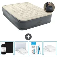 Intex Luchtbed - 2-Persoons - 152 x 203 x 46 cm - Grijs - Inclusief pomp - Hoeslaken - Kussen - Reparatieset en Kussenbeschermer