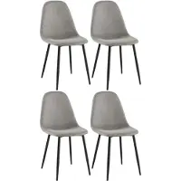 CLP Napier Set van 4 eetkamerstoelen - Modern Design - Zonder armleuning - Metalen Onderstel - Comfortabele Rugleuning - Max.150 kg - Stof/licht grijs