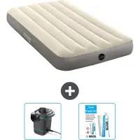Intex Luchtbed - 1-Persoons - 99 x 191 x 25 cm - Beige - Inclusief Pomp en Reparatieset