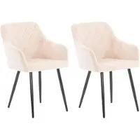 CLP Set van 2 eetkamerstoelen Shila, beige. Materiaal: fluweel