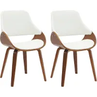 CLP Vangale Set van 2 eetkamerstoelen - Klassiek - gestoffeerd - buighouten onderstel - Kunstleer/walnoot/wit