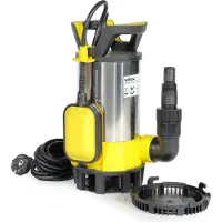 Wiltec 3-in-1 vlakzuigdompelpomp, roestvrij staal, 1100 W, vuilwaterpomp 18000 l/h, vlakwaterpomp met drijver, vlakzuigpomp voor kelders