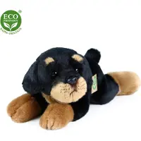 Rappa ECO knuffel hond Rottweiler 30 cm - realistische knuffel van recyclede PET flessen - zwart, bruin