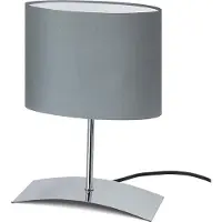 Trango TrangoBedlampje 2018-04G *GREY EAGLE* Tafellamp met grijze stoffen kap incl. 1x E14 fitting voor LED-lampen, vensterbanklamp, bureaulamp, tafellamp, L: 20cm – B: 10cm - H: 30cm
