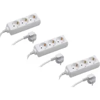 Meister stekkerdoos, 3-voudig, 3 stuks, 5 meter kabel, wit, IP20, voor gebruik binnenshuis