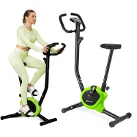 Hop-Sport Hometrainer HS-010H Rio Compacte Fitnessfiets voor Thuis, Magnetische Weerstand, Trainingscomputer, Verstelbaar Zadel, Polssensoren en Antislippedalen Ideaal voor Cardiotraining, Limoen